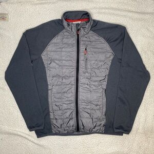 Orvis Mens Charcoal Mixed Media Full Zip Quilted Insulated Jacket: Size Medium